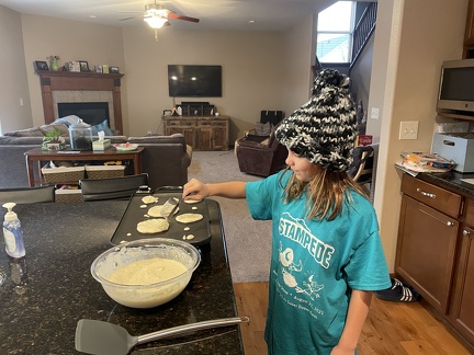 Greta Making Pancakes for a Girl Scout Badge1